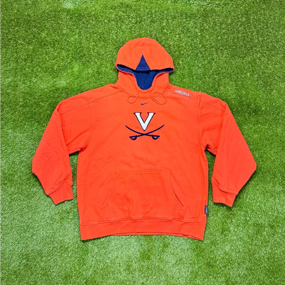 Vintage 90s Virgina Cavaliers Nike Center Swoosh Hoodie Sweatshirt Size Large